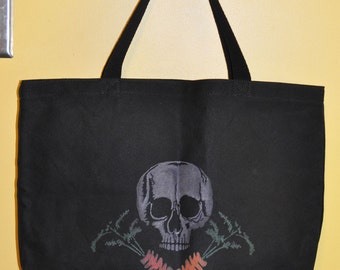 Skull and Cross Carrots Black Canvas Market Bag