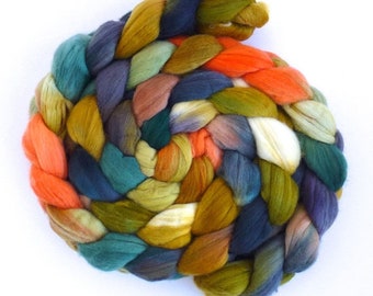 Rambouillet Wool Hand Spinner's Roving - Hand Painted Colorway, Resilience