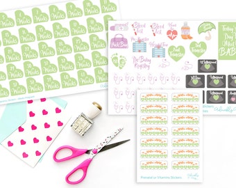 Pregnancy Weeks and Milestones Tracking Planner Stickers for Erin Condren, Plum Planner, Inkwell Press or Filofax Planners
