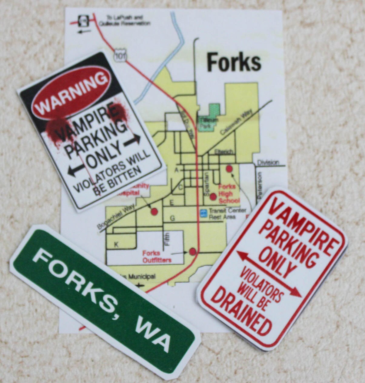 Miniature Vampire Country in Forks WA Signs and Map Set 112