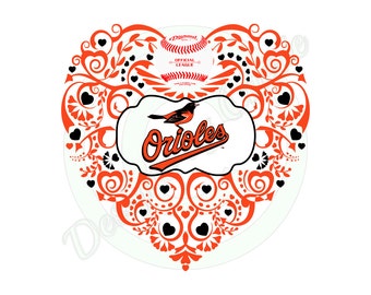 Baseball (Baltimore) Ornate Heart
