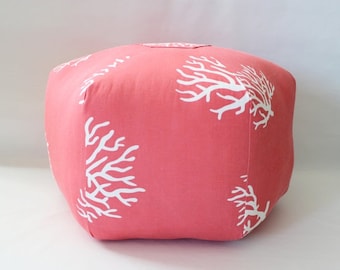Coral Pouf, Floor Pillow, Pouf Ottoman, Beach Decor,Nautical Decoration, Floor Cushion, Beach House Decor, Coral Pillow, Large, Stool