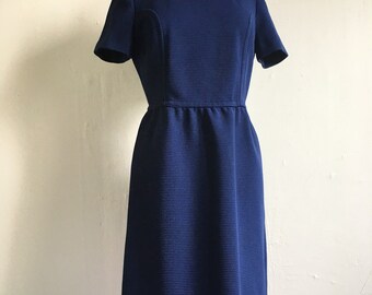 Vintage Sally Mod Dress | 1960s Navy Blue Dress | Medium