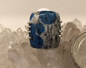 Azurite in Granite Ring, Size 7