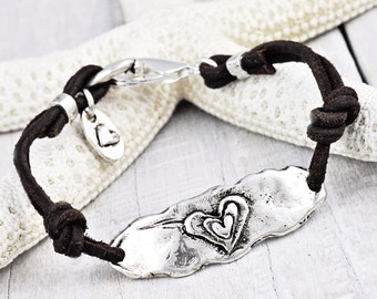 Follow Your Heart Bracelet -Inspirational Bracelet-Leather Boho Bracelet - B301