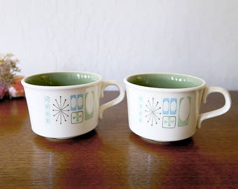 2 Taylor Smith and Taylor Cathay cups, Mid Century dinnerware, Atomic Taylor Smith coffee cups / tea cups, Taylorstone