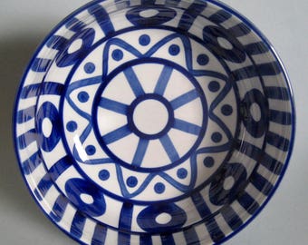 Dansk Arabesque Pasta Bowl 8" Cobalt Blue White Serving Kitchen Decor Modern