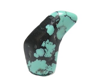 Turquoise Blue Green with black webbing Tumble Polished Semiprecious gemstone Natural Color, Southwestern gem, loose semi precious jewel
