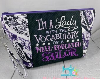 Vocabulary of A Sailor Purple Floral - Knitting Project Bag - Crochet Bag