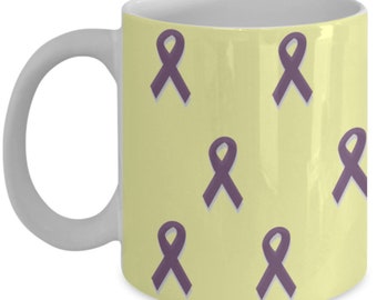 Purple ribbons - coffee / hot chocolate / tea mug - 11 oz ceramic cup