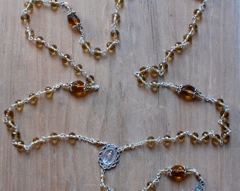 Whiskey Quartz and Sterling Silver Rosary