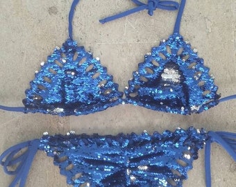 Luxury Sequins Swimwear - BLUE