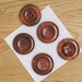 Pack of 8 wooden buttons, warm brown, 25mm diameter