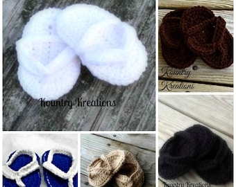 Crocheted baby flip flops/ crochet baby sandals/ baby shoes/ Little Flip Flops/NEWBORN Sweet Little Flip Flops