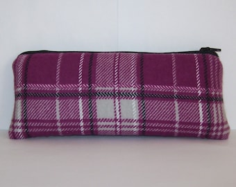 Pipe Pouch, Maroon Plaid Bag, Pipe Case, Padded Pipe Bag, Padded Pipe Cozy, Vape Pen Bag, Stoner Gift, Hipster Bag, Grunge Bag - 7.5" LARGE