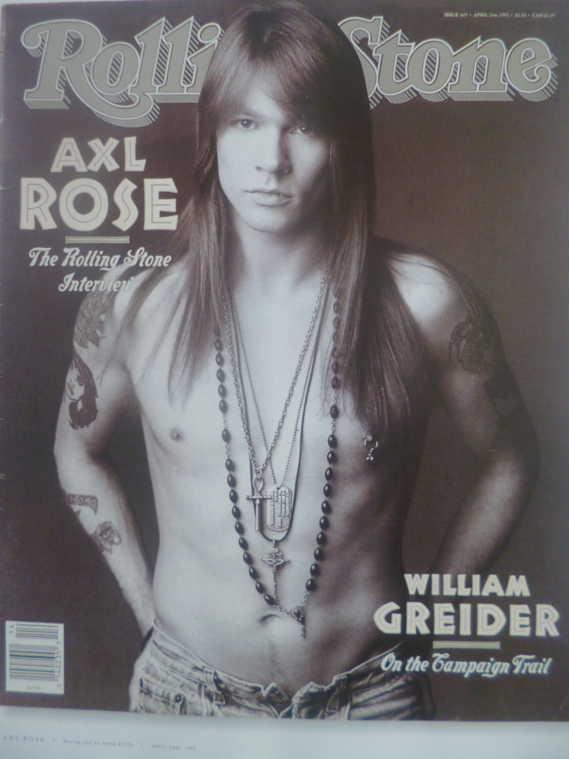 Guns N Roses' Axl Rose April 1992 Rolling Stone Cover