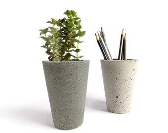 urban Modern Concrete gray pencil holder Planter home decor minimalist simple design