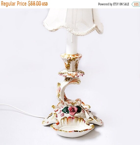 VERKOOP antieke Italiaanse floral lamp Bassano keramische VERKOOP antieke Italiaanse floral lamp Bassano keramische