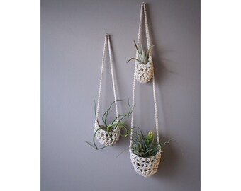 Hanging Planter, Boho Decor, Air Plant Holder, Jungalow Tillandsia Pod, Vertical Garden, Air Plant Pod, Cotton Plant Hanger, Plant Basket
