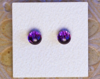 Dichroic Glass Earrings, Petite, Purple DGE-1206