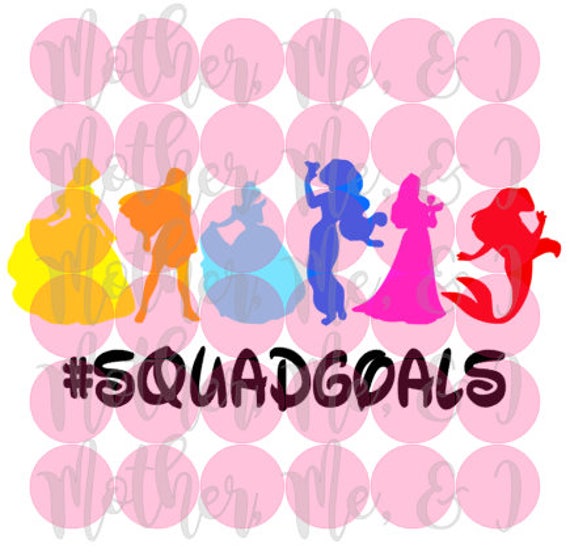 Download Disney Princess Squad Goals / Belle Ariel SVG DXF PNG Cut File
