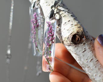 Real flower necklace, Nature necklace, mothers day gift, Terrarium necklace, Botanical jewelry Pressed flower jewelry, Mom gift