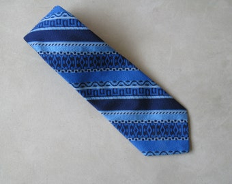 1970s Vintage Italian Blue Striped Necktie