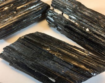 Raw Black Tourmaline Stone - Black Tourmaline Crystal - 2.25" BLACK TOURMALINE Rough Rod Natural Crystal Stone Schorl Grounding Protection