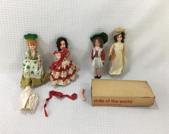 Lot of 4 Vintage 7" to 8" Dolls - FREE SHIPPING!!