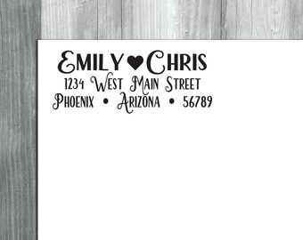 Custom Return Address Stamp, Return Address Stamp, Self Inking Stamp, Rubber Stamp, Wedding Stamp, Heart Address Stamp, Save the Date Stamp