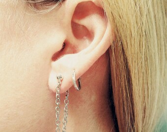 Delicate Chain Drop Silver Earrings