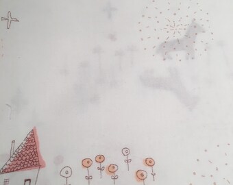 Yuwa Megumi Sakakibara White Uma Japanese fabric 1/2 Yard