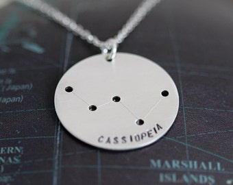 Cassiopeia Constellation Necklace, Sterling Silver Cassiopeia Necklace, Astronomy Jewelry