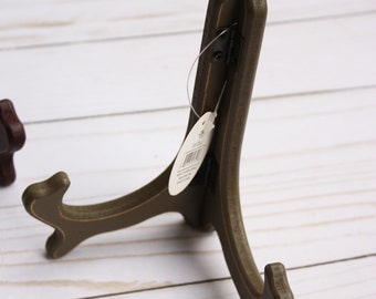 6" wooden easel bronze, plate holder to display scrapbook, plate holder, wooden easel, bronze easel