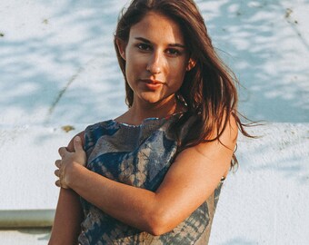 100% Handwoven and Hand Tie Dyed Silk Dress