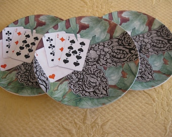 Three French Card Game Plates Le Jeu Il Etait Une Fois Gien France