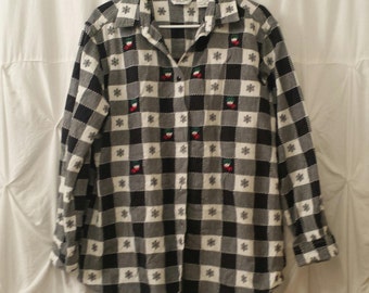 EVERYTHING MUST GO! 1X, Adorable Ladies Blouse with Snowmen and Snowflakes! Very comfy!