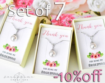 SET OF 7 Bridesmaid Necklace, Bridesmaid Jewelry Bridal Party Gift Bridal Shower Bridesmaid Gift Wedding Party Gift Bridesmaid Pendant W04