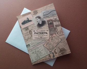 Vintage Style Ephemera Note Card Set of 10
