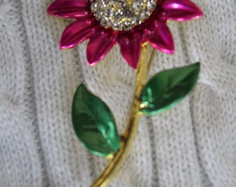 Sunflower brooch pin (pink)