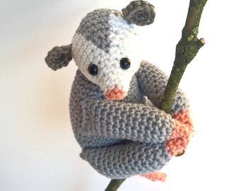 Possum, opossum, Stuffed Animal, Opossum Plush, Crochet Opossum, Opossum Toy, Amigurumi Crochet Animal