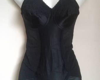 Vintage black lace full girdle 34B