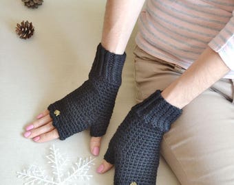 arm warmers fingerless gloves gift for her birthday knitted gloves mittens black gloves birthday gift for womens accessories alpaca gloves