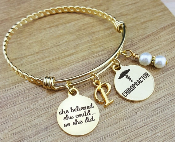 Gold Bangle Chiropractor Gifts Chiropractic Gifts College Graduation Graduation Gift Senior 2018 Senior Gifts College Graduation Gift