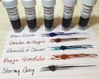 J. Herbin 1670 & 1798 Ink Sample Set - All 6 shimmering colors!