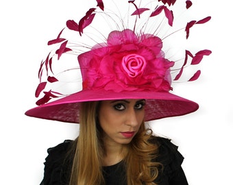 Jeanine Fuchsia Hat for Weddings, Kentucky Derby, & Special Events