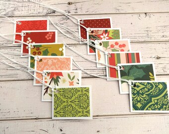 Gift Tags, Gift Tag Set, Assorted Tags, Paper Tags, Folded Tags, Christmas Gift Tags, Set of 12 Folded Gift Tags, Holiday Classic