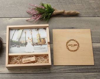 5x7" Maple Wood Photo Print Proof Box- Custom Engraving Included, USB Optional