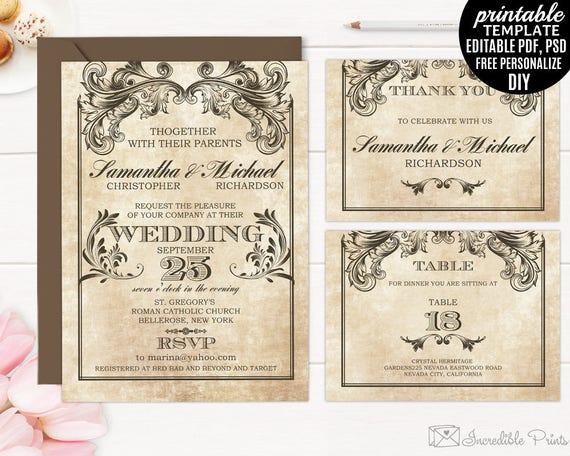 Victorian Wedding Invitation Templates 2