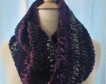 half price infinity scarf in shades of plums and black